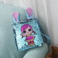 Girl's Small Pu Leather Cartoon Cute Sequins Square Zipper Crossbody Bag sku image 2