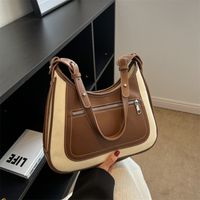 Women's Medium All Seasons Pu Leather Color Block Fashion Square Zipper Underarm Bag main image 1