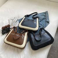 Women's Medium All Seasons Pu Leather Color Block Fashion Square Zipper Underarm Bag main image 3