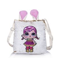 Girl's Small Pu Leather Cartoon Cute Sequins Square Zipper Crossbody Bag main image 2