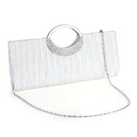 Women's Medium Satin Solid Color Fashion Rhinestone Square Evening Bag sku image 3