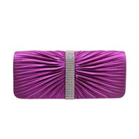 White Red Purple Silk Surface Solid Color Rhinestone Square Folds Evening Bags sku image 8
