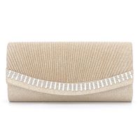 Women's Medium All Seasons Flash Material Solid Color Fashion Rhinestone Square Magnetic Buckle Evening Bag main image 3