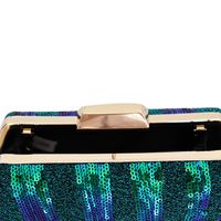 Women's Medium Spring&summer Sequin Stripe Vintage Style Square Zipper Clutch Bag Evening Bag main image 4