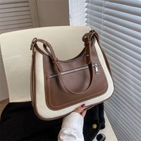 Women's Medium All Seasons Pu Leather Color Block Fashion Square Zipper Underarm Bag sku image 2