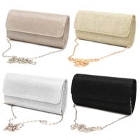 Black Gold Apricot Satin Solid Color Square Evening Bags main image 2