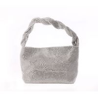 Femmes Petit Printemps Été Polyester Couleur Unie Mode Strass Carré Boucle Magnétique Sac À Main main image 2