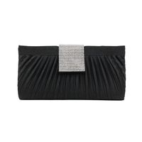 Women's Medium All Seasons Silk Surface Solid Color Fashion Rhinestone Square Magnetic Buckle Evening Bag sku image 2