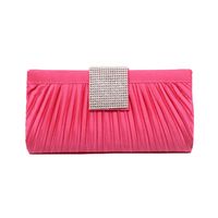 Women's Medium All Seasons Silk Surface Solid Color Fashion Rhinestone Square Magnetic Buckle Evening Bag sku image 5