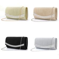 Women's Medium All Seasons Flash Material Solid Color Fashion Rhinestone Square Magnetic Buckle Evening Bag main image 2