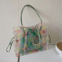 Women's Large All Seasons Pvc Canvas Heart Shape Fashion Transparent Square String Tote Bag Underarm Bag sku image 2