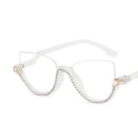 Women's Fashion Solid Color Ac Special-shaped Mirror Diamond Half Frame Glasses sku image 1