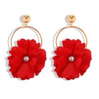 Fashion Wild Flower Diamond Earrings Female New Fresh Sweet Fabric Earrings sku image 3