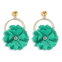 Fashion Wild Flower Diamond Earrings Female New Fresh Sweet Fabric Earrings sku image 4