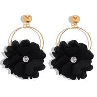 Fashion Wild Flower Diamond Earrings Female New Fresh Sweet Fabric Earrings sku image 5