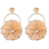 Fashion Wild Flower Diamond Earrings Female New Fresh Sweet Fabric Earrings sku image 7
