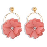 Fashion Wild Flower Diamond Earrings Female New Fresh Sweet Fabric Earrings sku image 6