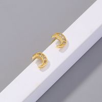 Cute Moon Flower Butterfly Copper Earrings Inlay Zircon Copper Earrings 1 Pair sku image 7