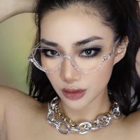 Women's Fashion Solid Color Ac Special-shaped Mirror Diamond Half Frame Glasses main image 4
