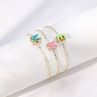 Simple Style Letter Copper Bracelets Enamel Gold Plated Copper Bracelets 1 Piece main image 11