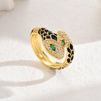 Fashion Snake Copper Open Ring Gold Plated Zircon Copper Rings 1 Piece main image 4