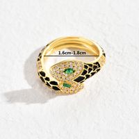 Mode Schlange Kupfer Offener Ring Vergoldet Zirkon Kupfer Ringe 1 Stück sku image 1