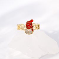 Fashion Snowman Copper Open Ring Gold Plated Zircon Copper Rings 1 Piece main image 4