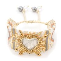 Moda Bohemia 4mm Gold Bead Jewelry Import Miyuki Mi Bead Hand Woven Love Bracelet sku image 3