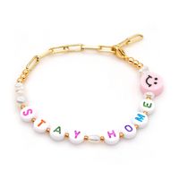 Simple Bracelet Natural Freshwater Pearl Gold Chain Ethnic Style Super Mom Smiley Explosion Jewelry Wholesale Nihaojewelry sku image 5