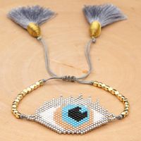 Rice Beads Hand-woven Demon Eye Simple Autumn Fashion Color Preservation Gold Bead Tassel Bracelet For Women sku image 3