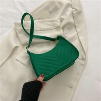 Women's Small Canvas Stripe Streetwear Pillow Shape Zipper Underarm Bag sku image 4