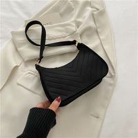 Women's Small Canvas Stripe Streetwear Pillow Shape Zipper Underarm Bag sku image 1