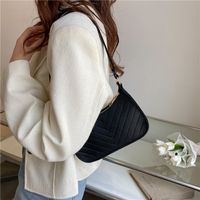Women's Small Canvas Stripe Streetwear Pillow Shape Zipper Underarm Bag main image 2