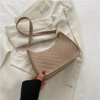 Women's Small Canvas Stripe Streetwear Pillow Shape Zipper Underarm Bag sku image 2