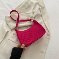 Women's Small Canvas Stripe Streetwear Pillow Shape Zipper Underarm Bag sku image 3