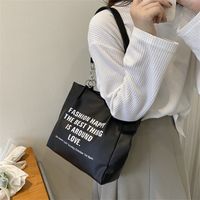 Women's Large Pu Leather Letter Streetwear Square Zipper Tote Bag main image 2