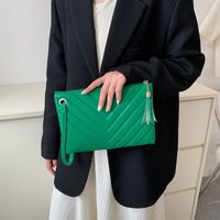 Women's Medium Pu Leather Solid Color Streetwear Square Zipper Square Bag main image 3