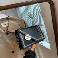 Women's Small Pu Leather Solid Color Streetwear Chain Square Magnetic Buckle Square Bag main image 1
