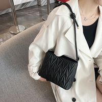 Women's Medium Pu Leather Solid Color Streetwear Embroidery Square Zipper Ruched Bag main image 4