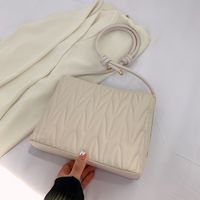 Women's Medium Pu Leather Solid Color Streetwear Embroidery Square Zipper Ruched Bag sku image 1