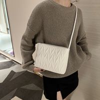 Women's Medium Pu Leather Solid Color Streetwear Embroidery Square Zipper Ruched Bag main image 3
