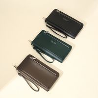 Men's All Seasons Pu Leather Solid Color Fashion Square Zipper Long Wallet main image 1
