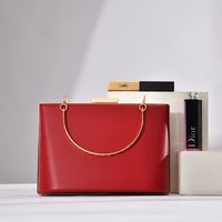 White Red Black Pu Leather Solid Color Square Clutch Evening Bag sku image 2