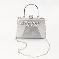 Yellow Black Silver Pu Leather Solid Color Rhinestone Square Folds Clutch Evening Bag sku image 3