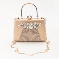 Yellow Black Silver Pu Leather Solid Color Rhinestone Square Folds Clutch Evening Bag sku image 4