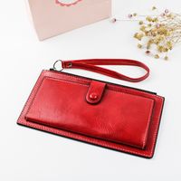 Women's All Seasons Pu Leather Solid Color Fashion Square Zipper Phone Wallet sku image 2