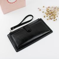 Women's All Seasons Pu Leather Solid Color Fashion Square Zipper Phone Wallet sku image 1