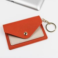 Women's All Seasons Pu Leather Color Block Cute Square Flip Cover Card Holder sku image 7