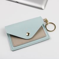 Women's All Seasons Pu Leather Color Block Cute Square Flip Cover Card Holder sku image 5