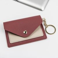 Women's All Seasons Pu Leather Color Block Cute Square Flip Cover Card Holder sku image 6